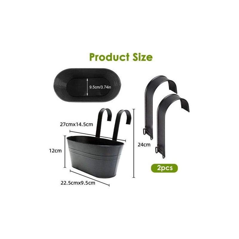 4-teiliges Set Hängender Metallblumentöpfe, Balkon-hängetöpfe Mit Abflussloch, Schwarze Hängetöpfe Mit Abnehmbarem Haken Für Balkon, Zaun, Wand, Heimdekoration
