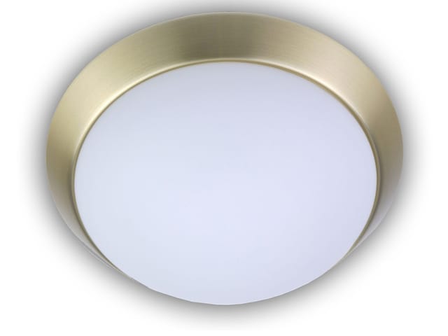 LED-Deckenleuchte rund, Opalglas matt, Dekorring Messing matt, ø 40cm