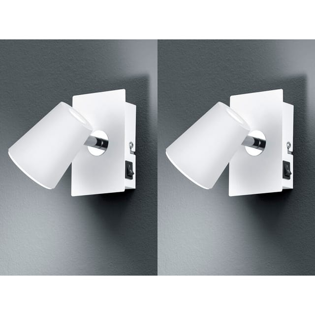 Meinewunschleuchte - 2er Set led Wandstrahler Weiß mit Schalter, Breite 7,5cm