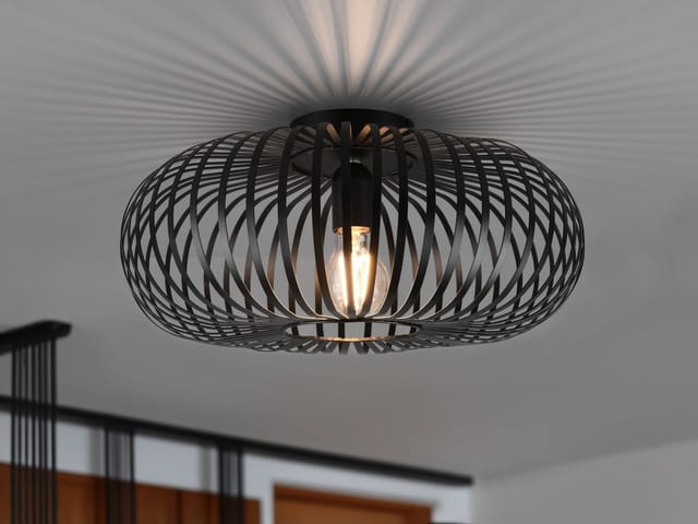 Led Deckenleuchte Gitter Lampenschirm Metall in Schwarz, ø 40cm