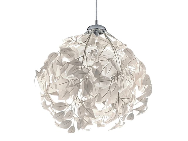 Meinewunschleuchte - led Pendelleuchte mit Blätter Lampenschirm in Weiß, ø 38cm