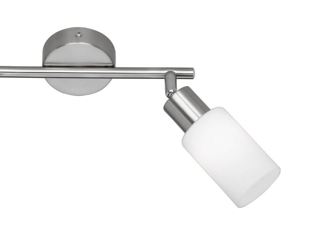Reality Leuchten - led Deckenstrahler 2-flammig Silber Opal Glasschirme Weiß, Breite 48cm