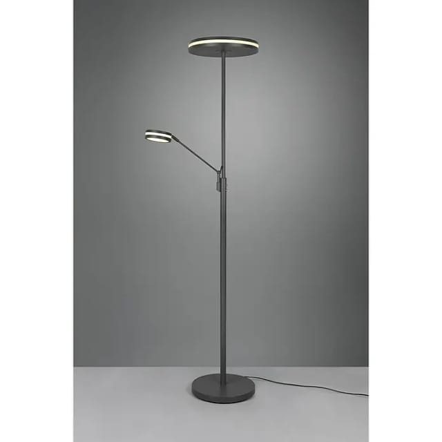 Großer led Deckenfluter franklin mit Lesearm, Höhe 181cm, Anthrazit