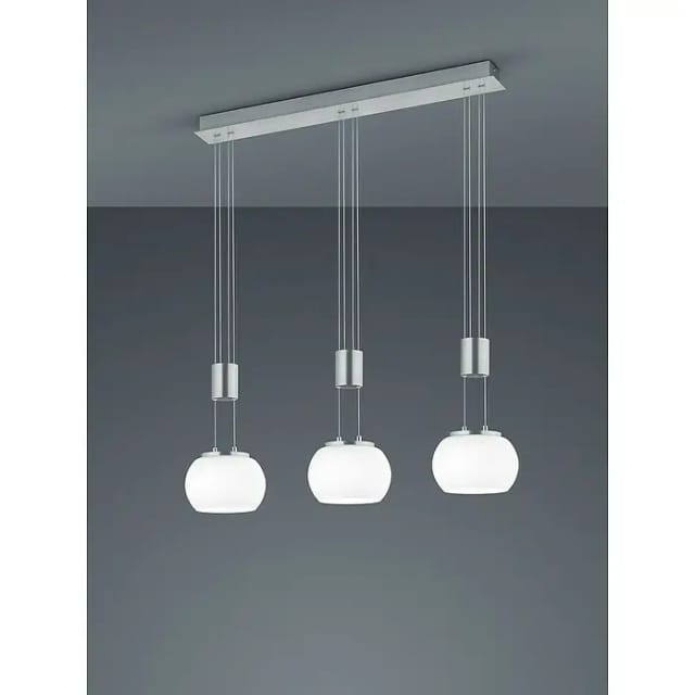 Led Pendelleuchte madison 3-flammig Silber mit Milchglas, Breite 82cm