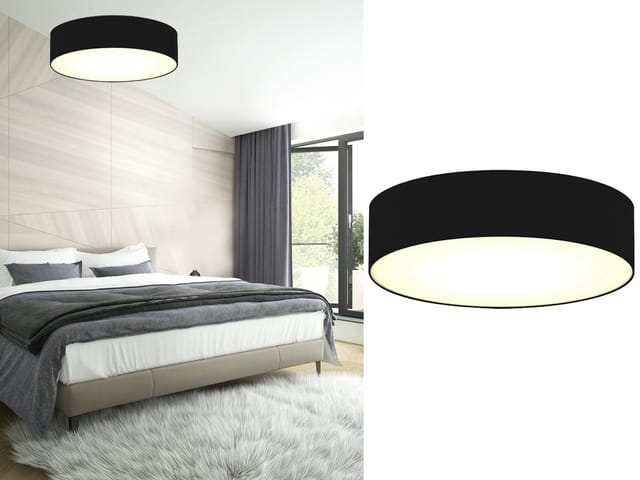 Smartwares - Zeitlose runde Deckenleuchte mit led Stoffschirm Schwarz ø 60cm