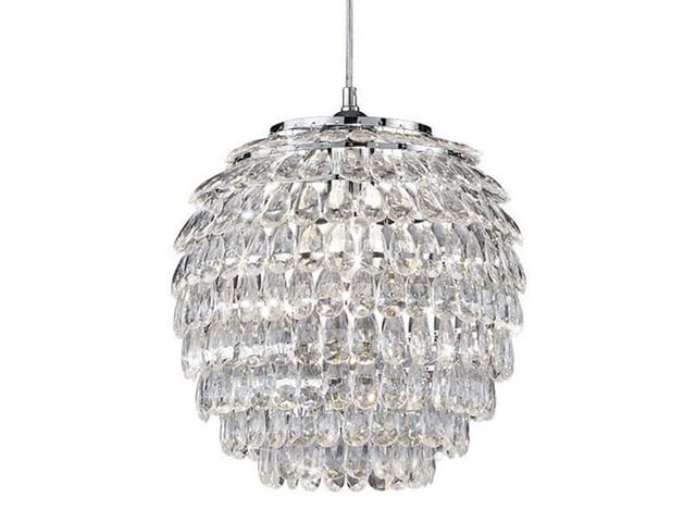 Led Hängeleuchte mit Kristall Behang aus Acryl, ø 35cm