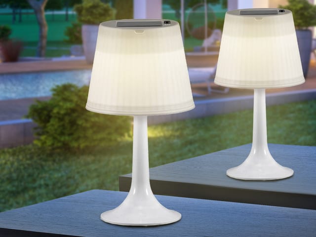 Konstsmide - 2er-Set Solar High Power LED-Tischlampe assisi, IP44, weiß, Höhe 36 cm
