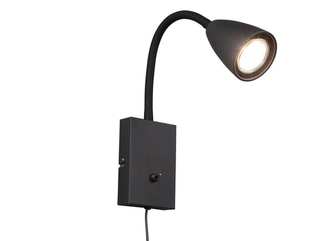 Meinewunschleuchte - Flexible led Leselampe, Wandleuchte mit & ohne Stecker, Schwarz matt