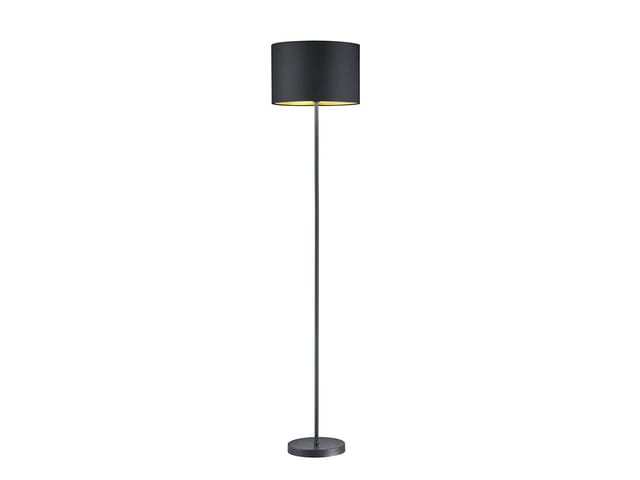Moderne led Stehleuchte mit Lampenschirm aus Stoff in Schwarz & Gold Höhe: 160cm