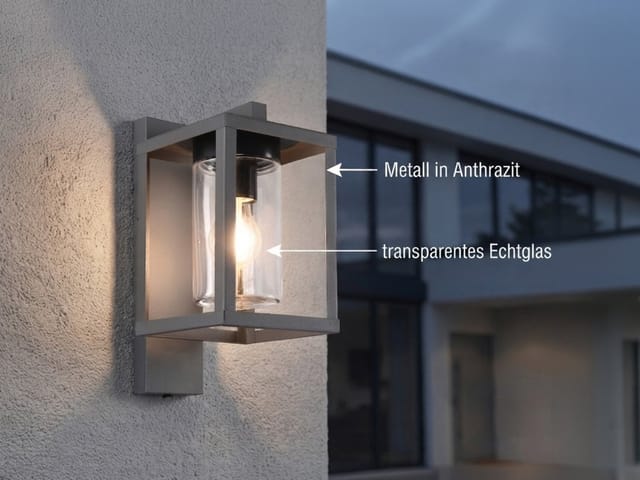 Meinewunschleuchte - led Außenwandleuchte in Laternenoptik, Höhe 33cm, Anthrazit