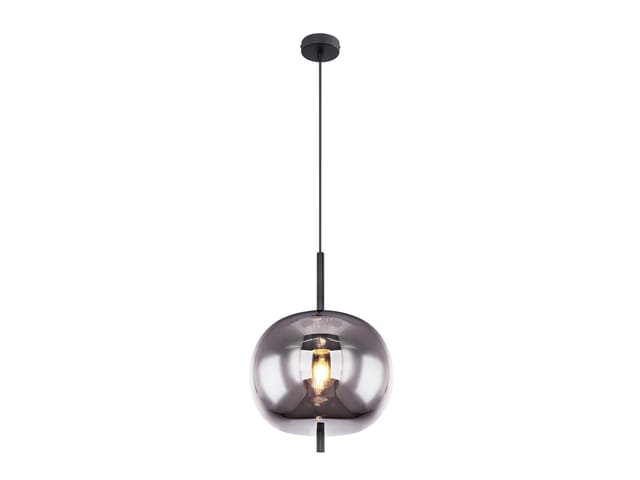 Meinewunschleuchte - led Pendelleuchte mit Rauchglas 1-flammig Metall Schwarz, ø 30cm