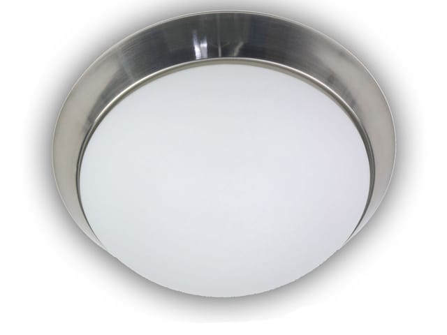 LED-Deckenleuchte rund, Opalglas matt, Dekorring Nickel matt, ø 45cm