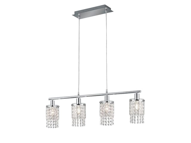 Meinewunschleuchte - led Balken Pendelleuchte 4-flammig mit Acryl Kristall Behang, Breite 80cm