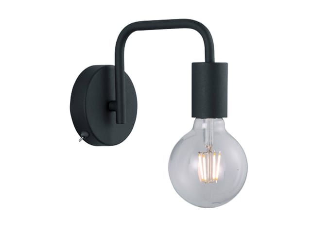 Meinewunschleuchte - Minimalistische led Wandleuchte mit Stecker und Schalter Schwarz, Höhe 15cm