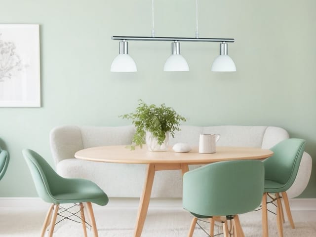 Meinewunschleuchte - led Balken Pendelleuchte 3 flammig Lampenschirme Glas Weiß, Breite 61cm