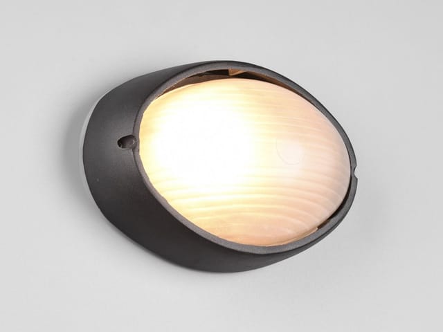 Meinewunschleuchte - Außenwandleuchte temo Schwarz Fassadenbeleuchtung IP44 oval Breite 21,3cm