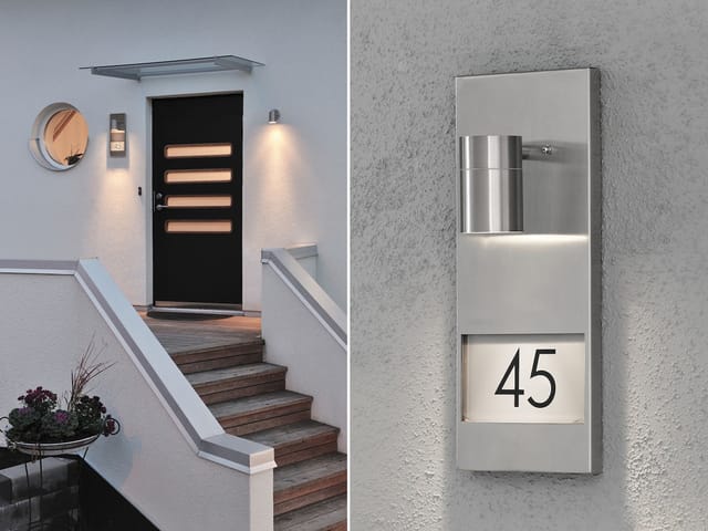 Konstsmide - Große led Außenwandleuchte / Hausnummernleuchte Downlight, Edelstahl
