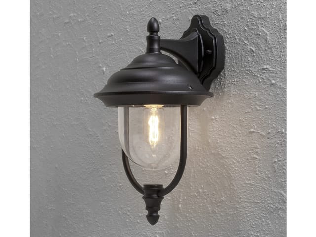 Konstsmide - led Außenwandleuchte, Landhaus Laterne hängend Höhe 46cm, Schwarz