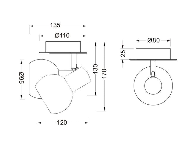 LED Wandstrahler Silber Chrom & Glas Alabaster, Breite 11cm