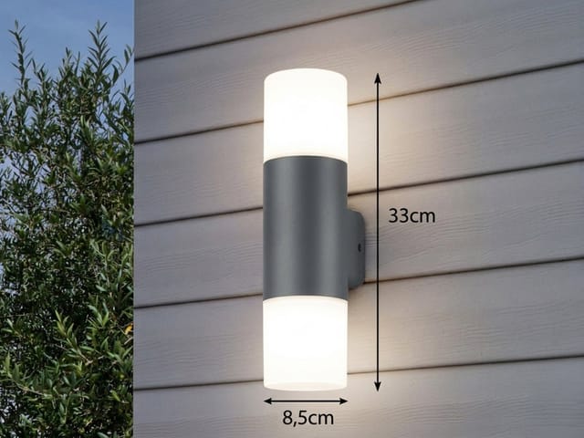 Meinewunschleuchte - led Außenwandleuchte Up and Down Light, Anthrazit, Höhe 33cm