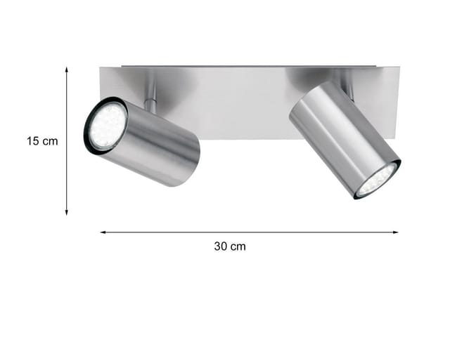 LED Deckenstrahler Silber 2-flammig, Breite 30cm