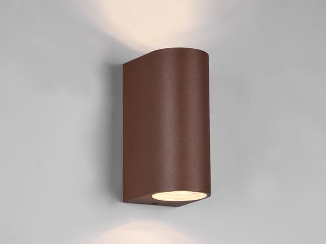 Meinewunschleuchte - Runde led Außenwandleuchte Up and Down Rost-Optik, Höhe 15cm