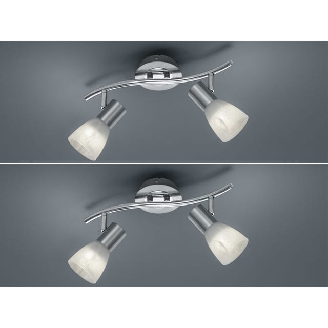 Trio Leuchten - 2er set 2-flammige Deckenstrahler Silber, Glasschirme schwenkbar Breite 33cm