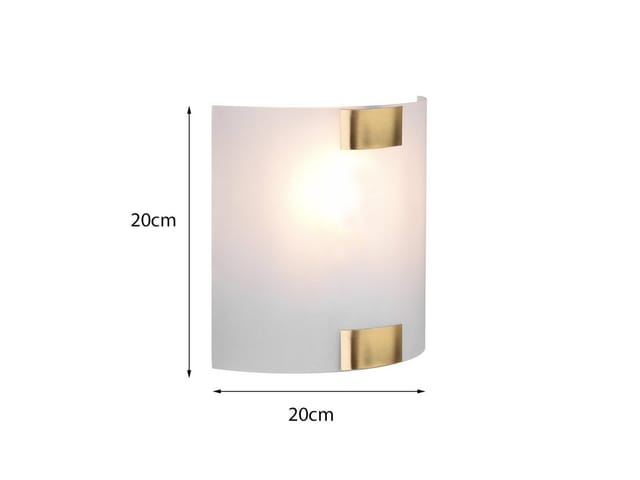 Flache led Wandleuchte mit Glas Lampenschirm Weiß & Gold, Höhe 20cm