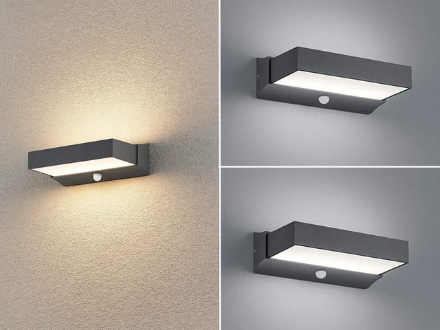 Led Außenwandleuchten mit Bewegungsmelder, Anthrazit, IP65 - 2er Set