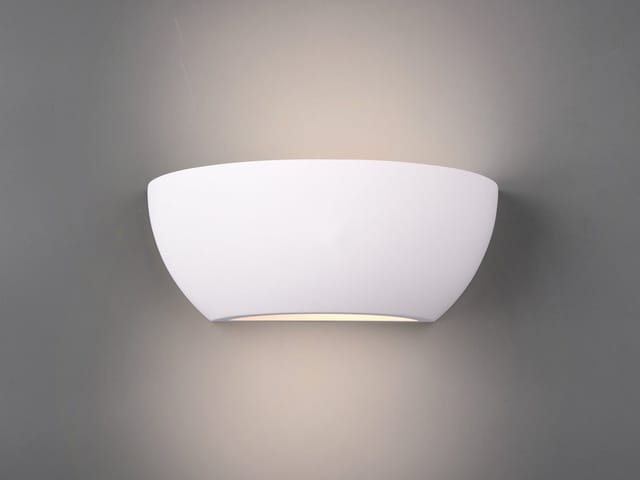 Wandlampe led Gipsleuchte Weiß Up and Down, bemalbar, Breite 24cm