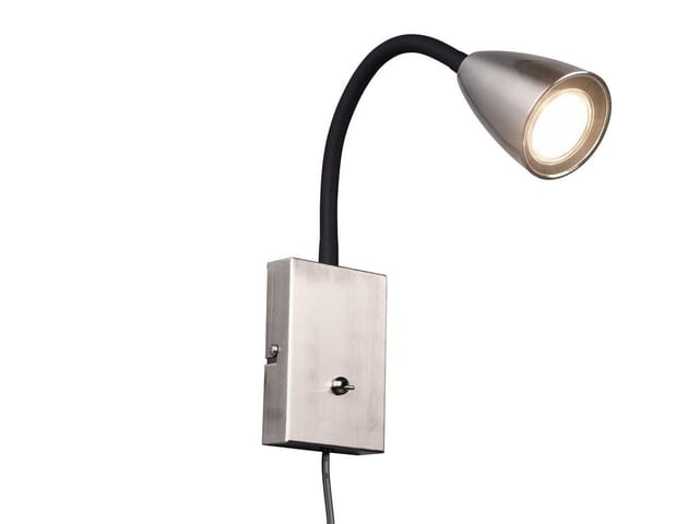 Meinewunschleuchte - Flexible led Leselampe, Wandleuchte mit & ohne Stecker, Silber matt