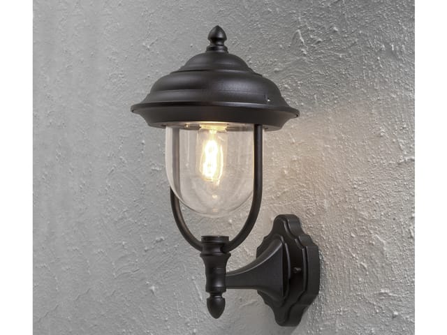 Konstsmide - led Außenwandleuchte, Landhaus Laterne stehend Höhe 43cm, Schwarz