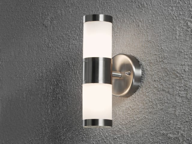 Konstsmide - led Up-Down Edelstahl Außenwandleuchte mit Glas weiß, Höhe 23cm