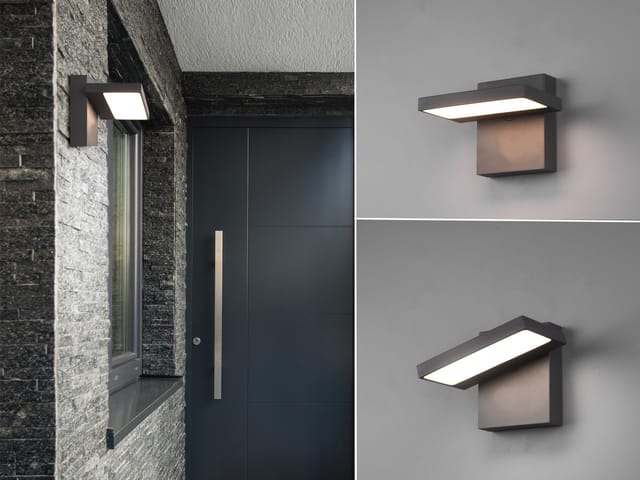 Led Außenwandleuchte 2er Set Downlight schwenkbar in Anthrazit