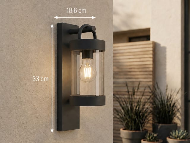 Meinewunschleuchte - led Außenwandleuchte Laterne im Landhausstil, Anthrazit, Höhe 33cm