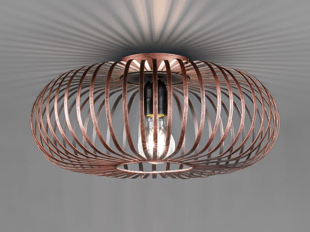 LED Deckenleuchte Gitter Lampenschirm Metall in Kupfer antik Ø 40cm