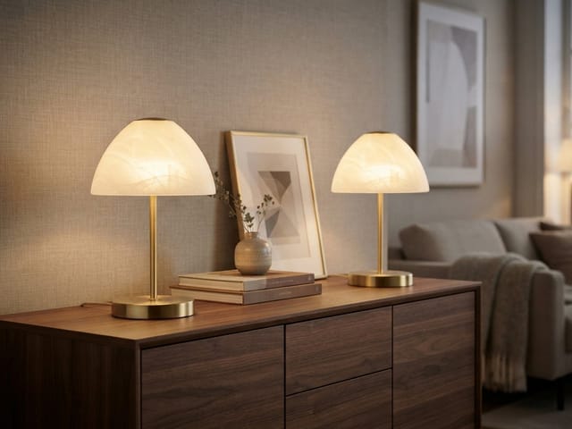 Meinewunschleuchte - led Tischleuchten 2er set Metall 4-fach Touch Dimmer Messing matt, Höhe 24cm
