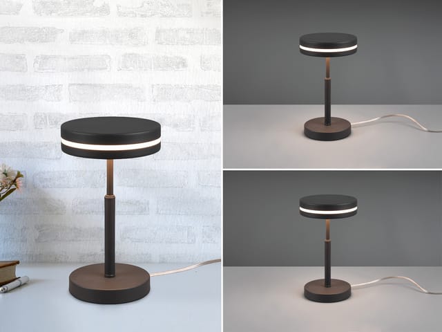 2-er Set kleine led Tischleuchten rund, Anthrazit, Höhe 25cm