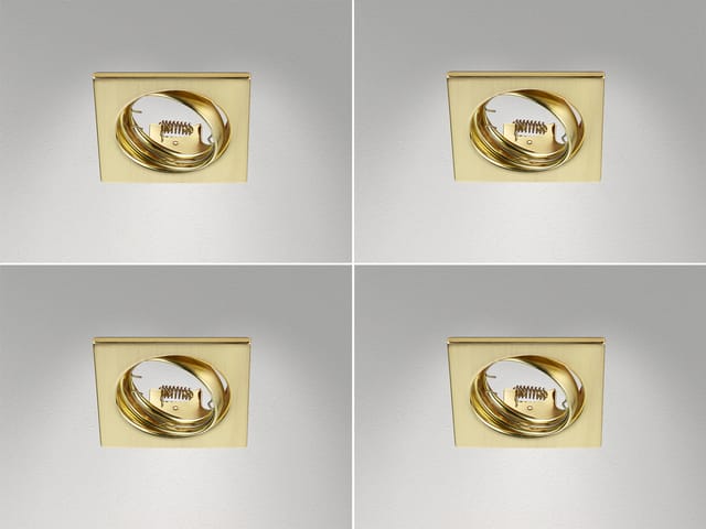 Eckige Einbaustrahler Decke im 4er Set schwenkbar Messing matt GU10