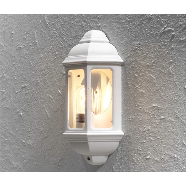 Konstsmide - Außen led Wandlaterne Halbschale im Landhausstil, Weiß, Höhe 36cm