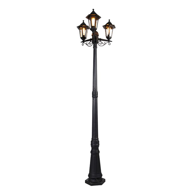 Smarte Outdoor-Laterne schwarz 3-flammig inkl. Wifi ST64 - New Haven