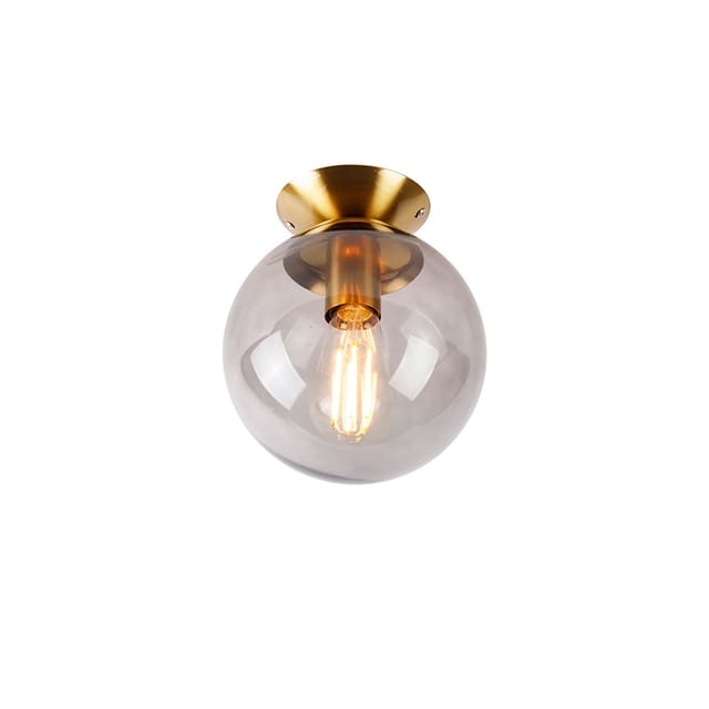 Qazqa - Smarte Deckenleuchte Messing mit Rauchglas inkl. Wifi ST64 - Pallon