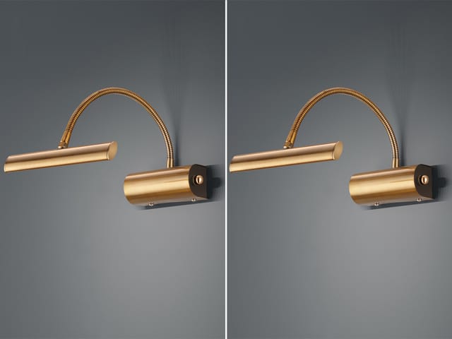 Led Bilderleuchte im 2er Set in Altmessing mit Flexarm & Drehdimmer