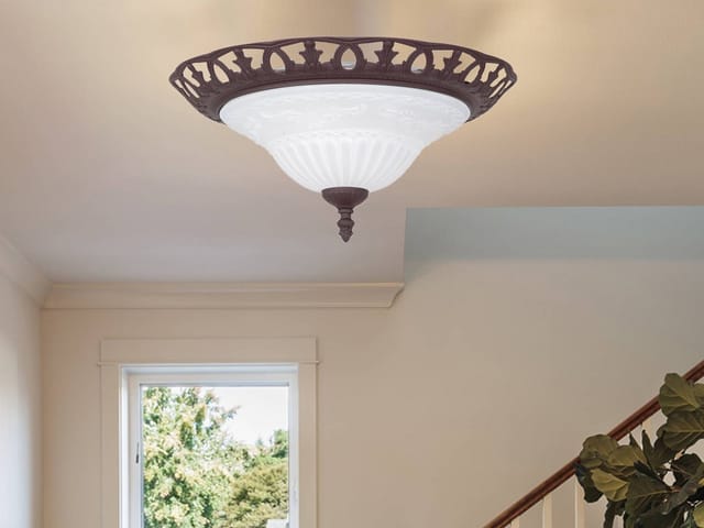 Led Deckenleuchte im Landhausstil Rostoptik mit Glasschirm, ø 38cm