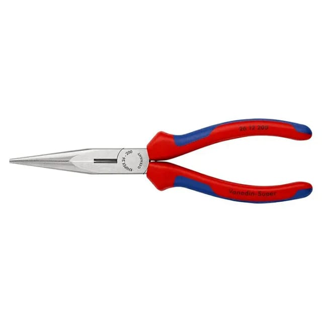 KNIPEX 26 12 200 SB Flachrundzange mit Schneide (Storchschnabelzange) mit Comfort-Griffen schwarz atramentiert 200 mm