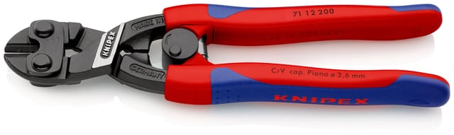 KNIPEX 71 12 200 SB CoBolt® Kompakt-Bolzenschneider mit schlanken Mehrkomponenten-Hüllen schwarz atramentiert 200 mm