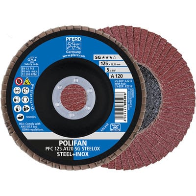 Fächerschleifscheibe A120SG gewölbt 125mm K120 Pferd