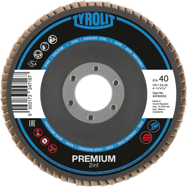 Tyrolit Schleiflamellenteller 2in1 Premiumgekröpft Ø 125 Mm Korn 60 Form 27a