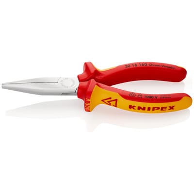 KNIPEX 30 16 160 SB Langbeckzange isoliert mit Mehrkomponenten-Hüllen, VDE-geprüft verchromt 160 mm