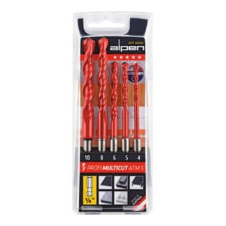 Alpen - MultiCut 100805100 Hartmetall Mehrzweckbohrer-Set 5teilig 1/4' (6.3 mm) 1 Set